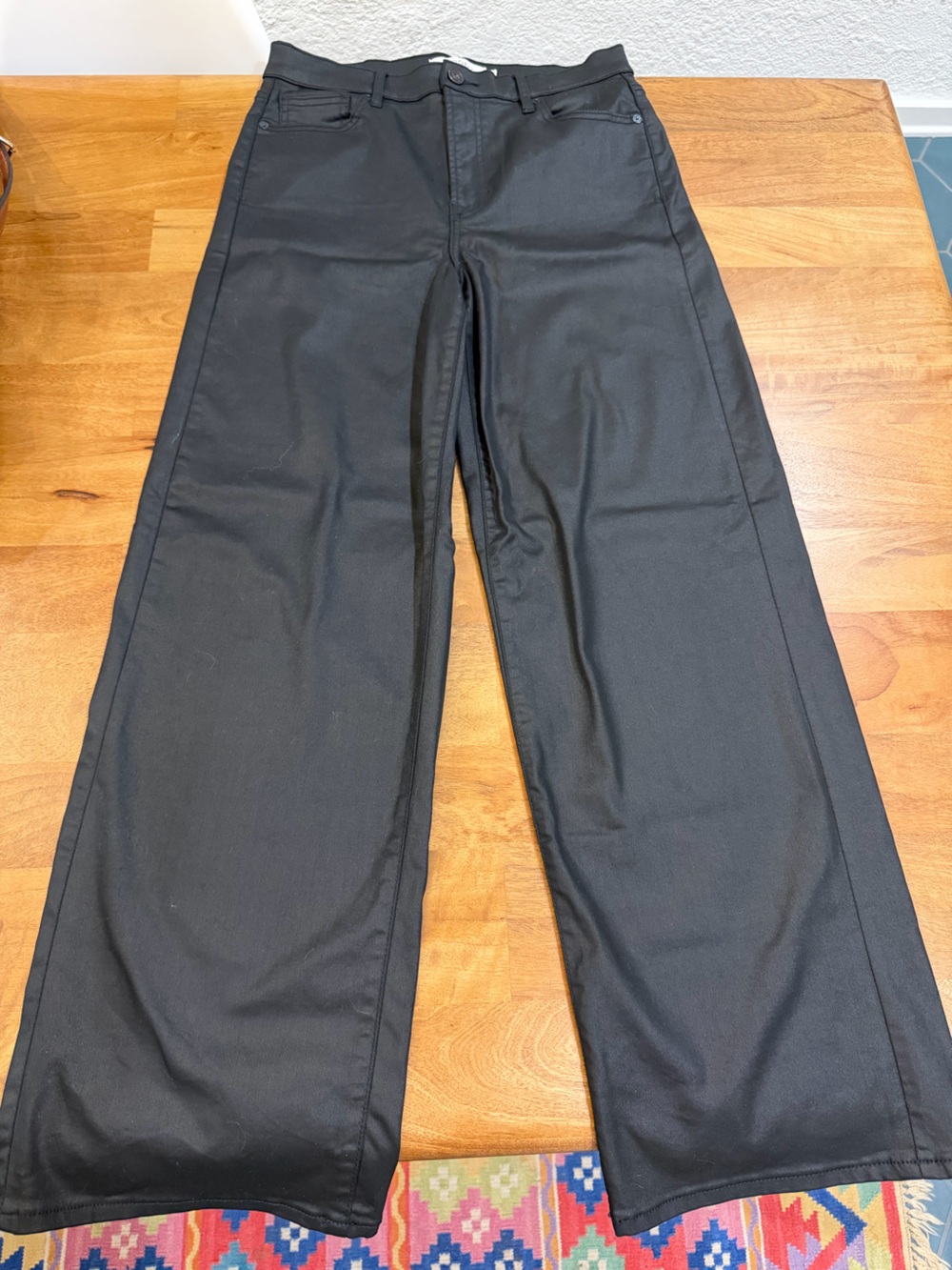 Hidden High Waist Wide-Leg Coated Black ‘Logan’ Pants Size 29